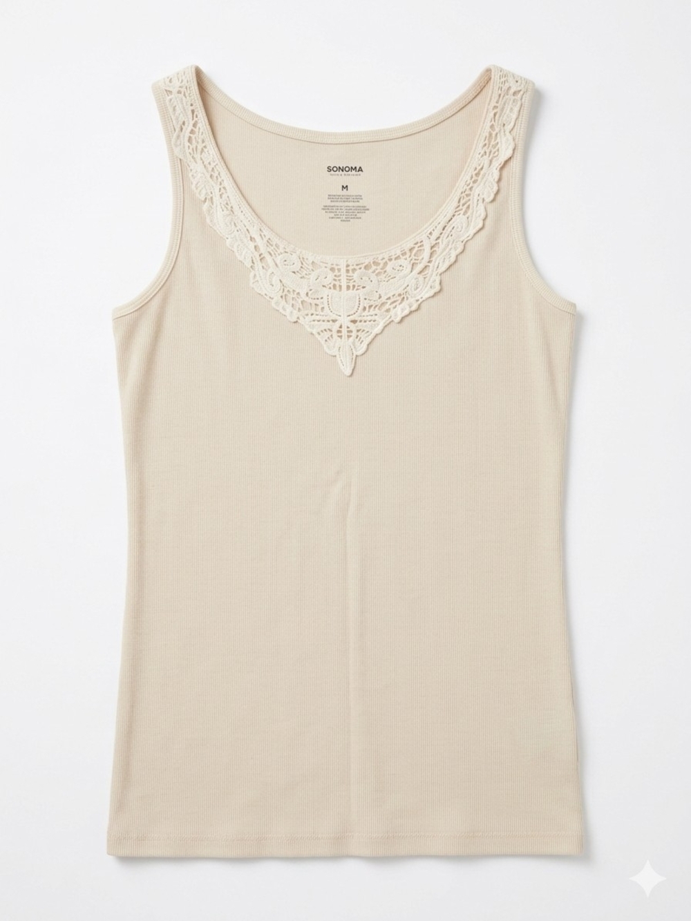 Sonoma Cream Lace-Trim Scoop Neck Tank